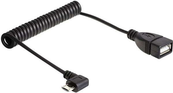 DeLOCK - USB-Kabel - 5-polig Micro-USB Typ B (M) - USB Typ A, 4-polig (W) - 50cm (USB2.0 OTG) - aufgespult, 90-Grad-Ansc