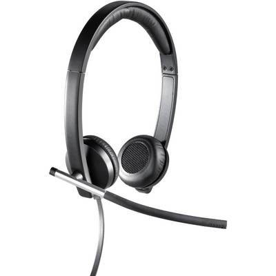 Cuffie per computer nere con microfono pieghevole e padiglioni auricolari imbottiti, adatte per uso in ufficio o domestico.