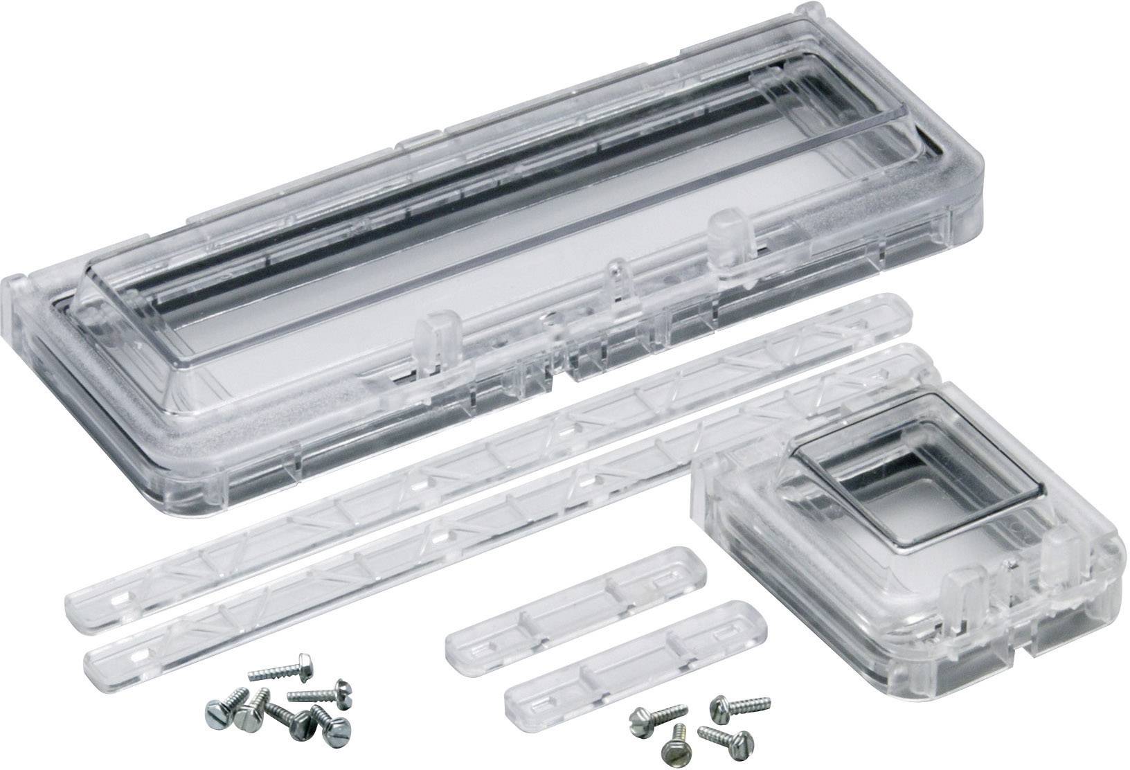 Copertura trasparente in plastica disponibile in diverse misure, completa di viti. Ideale per la protezione di dispositivi elettronici o connettori.