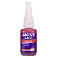 Bottiglia con liquido rosso, etichetta 'Loctite 7400 Coating', 20 ml, per applicazioni protettive.