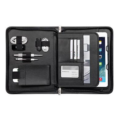 Werner Dorsch WEDO Organizer ELEGANCE - Mappe mit Reißverschluss für Tablet - Kunstleder, texturiertes Nylon - Schwarz (-1
