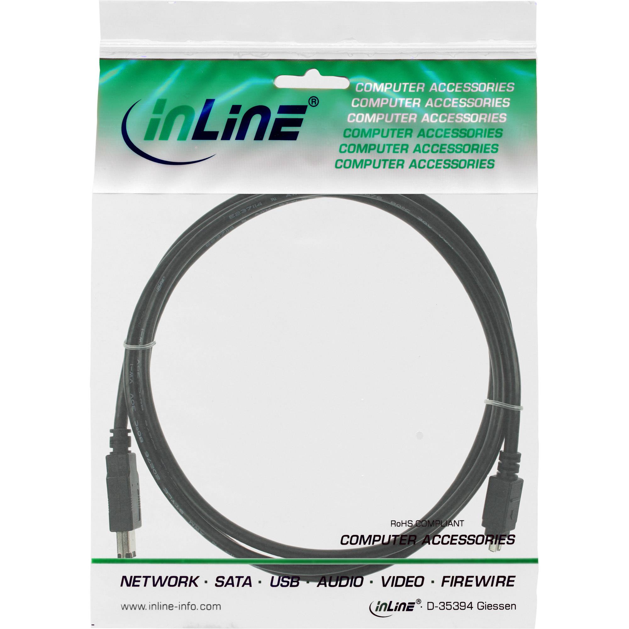InLine FireWire Kabel - IEEE1394 4pol Stecker zu 6pol Stecker - schwarz - 1,8m-1