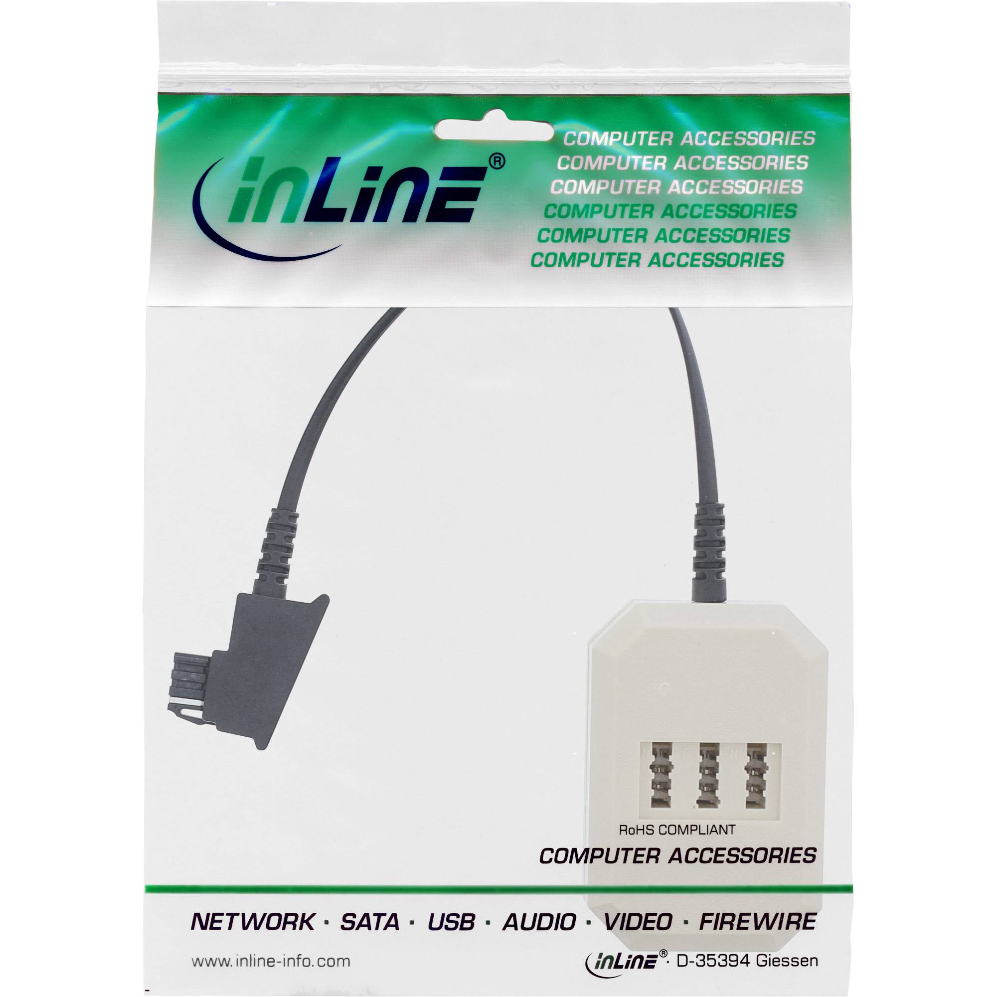 Adattatore InLine TAE - spina TAE-F su presa TAE NFN + RJ11 (6P4C) - 0,2 m-2