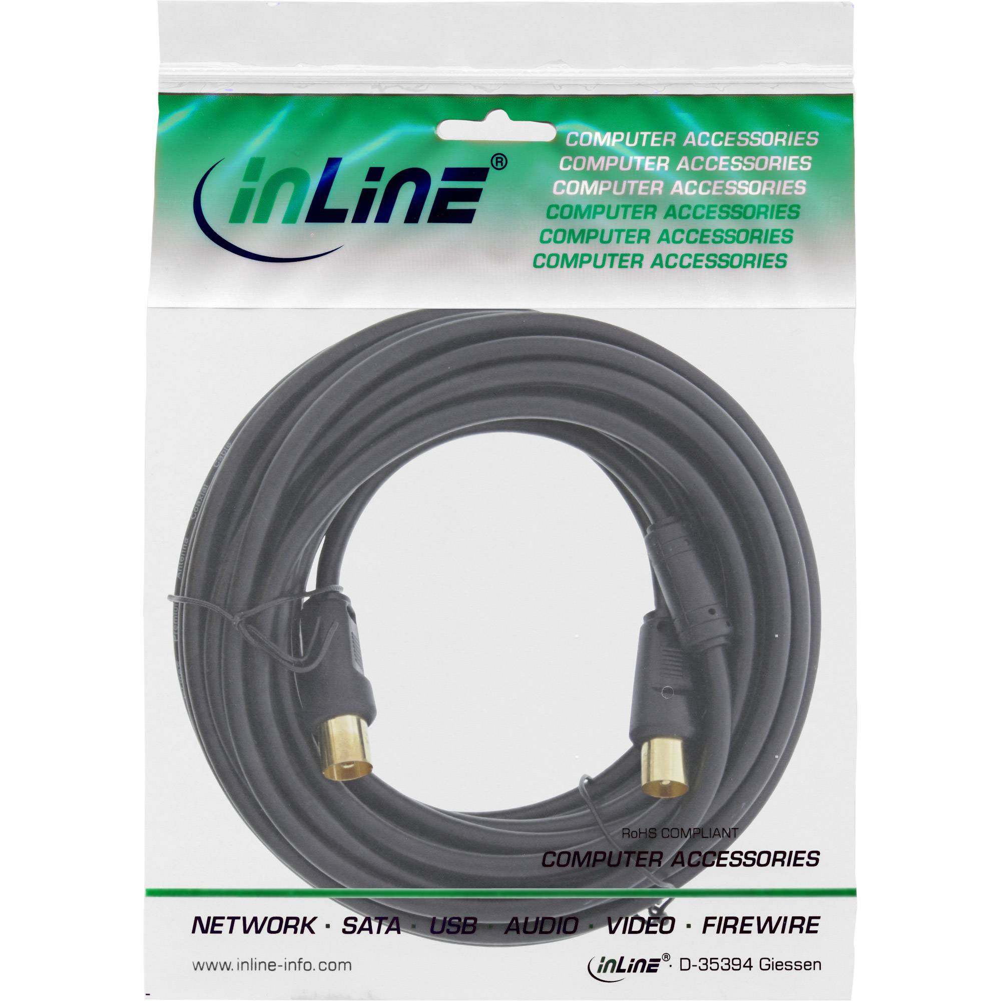 Cavo antenna InLine Premium - 2x schermato - con filtro - >85dB - nero - 3 m-1