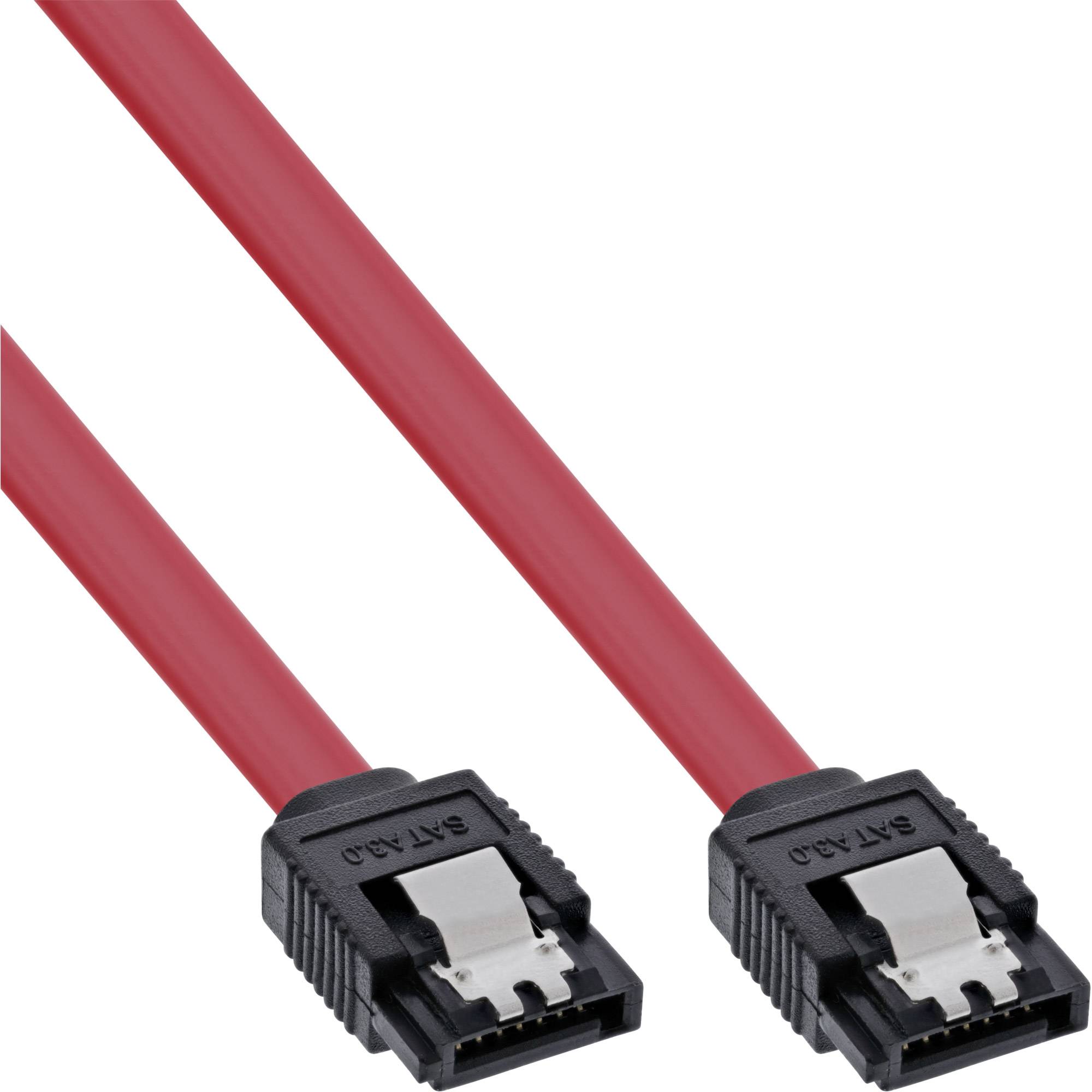 InLine Cavo SATA III (6Gb/s), SATA a SATA, 0,5m, rosso, chiusura a scatto-0