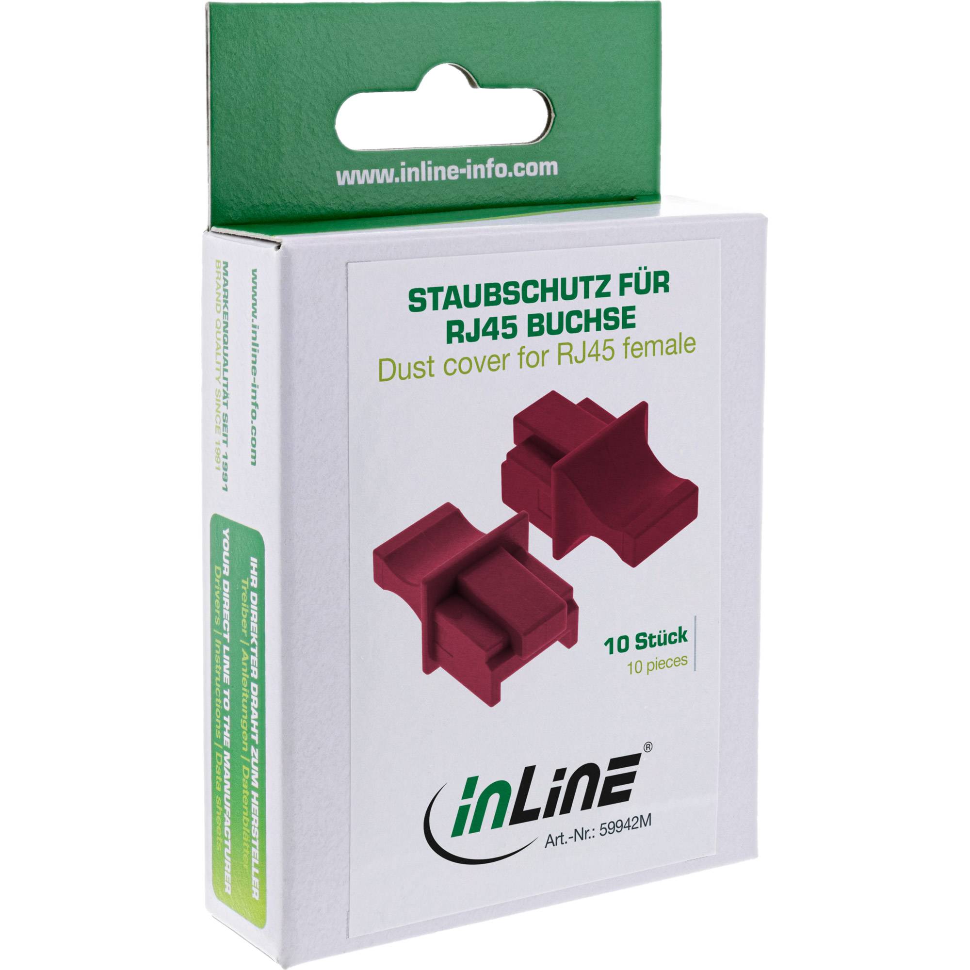 INLINE - Protezione antipolvere per presa RJ-45 - Rossa (confezione da 10)-3