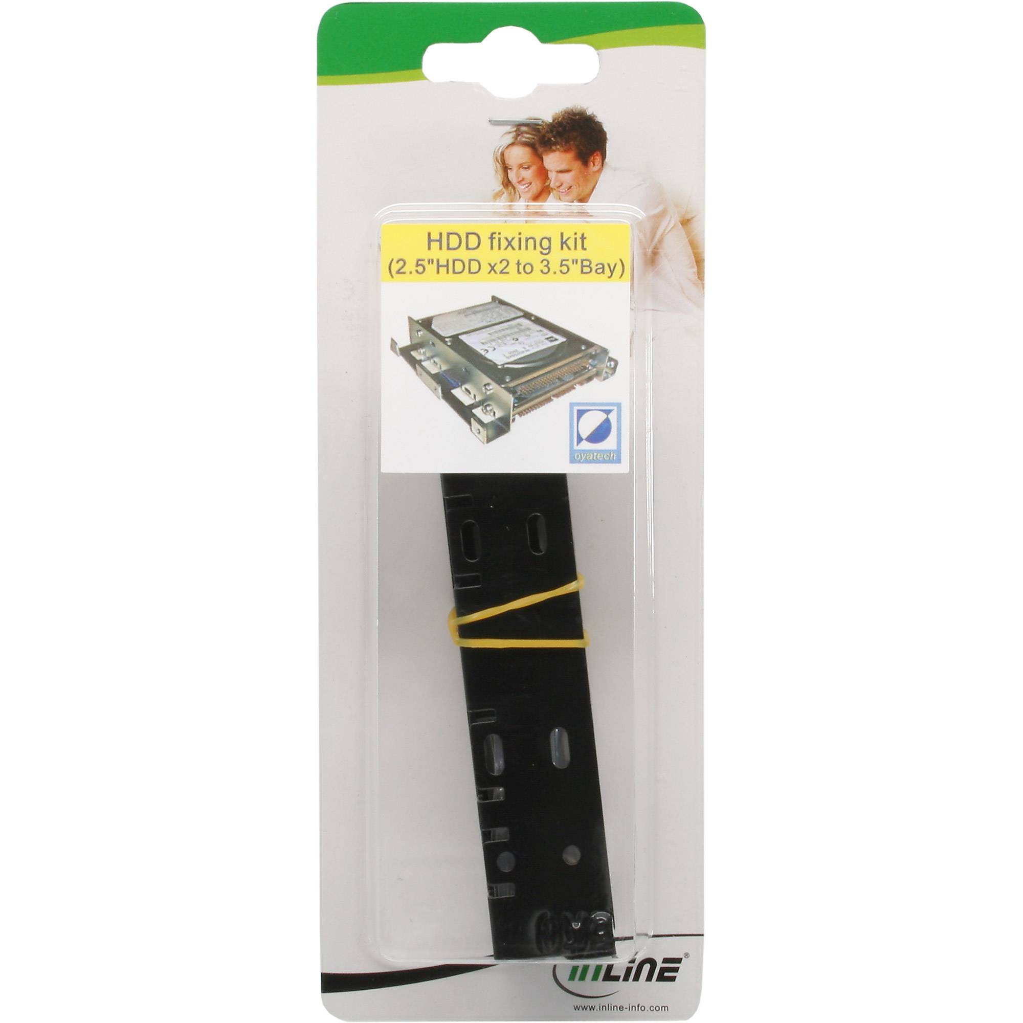 InLine Guide di montaggio per HDD/SSD da 2x 2,5" a 3,5", telaio e viti, nero-1