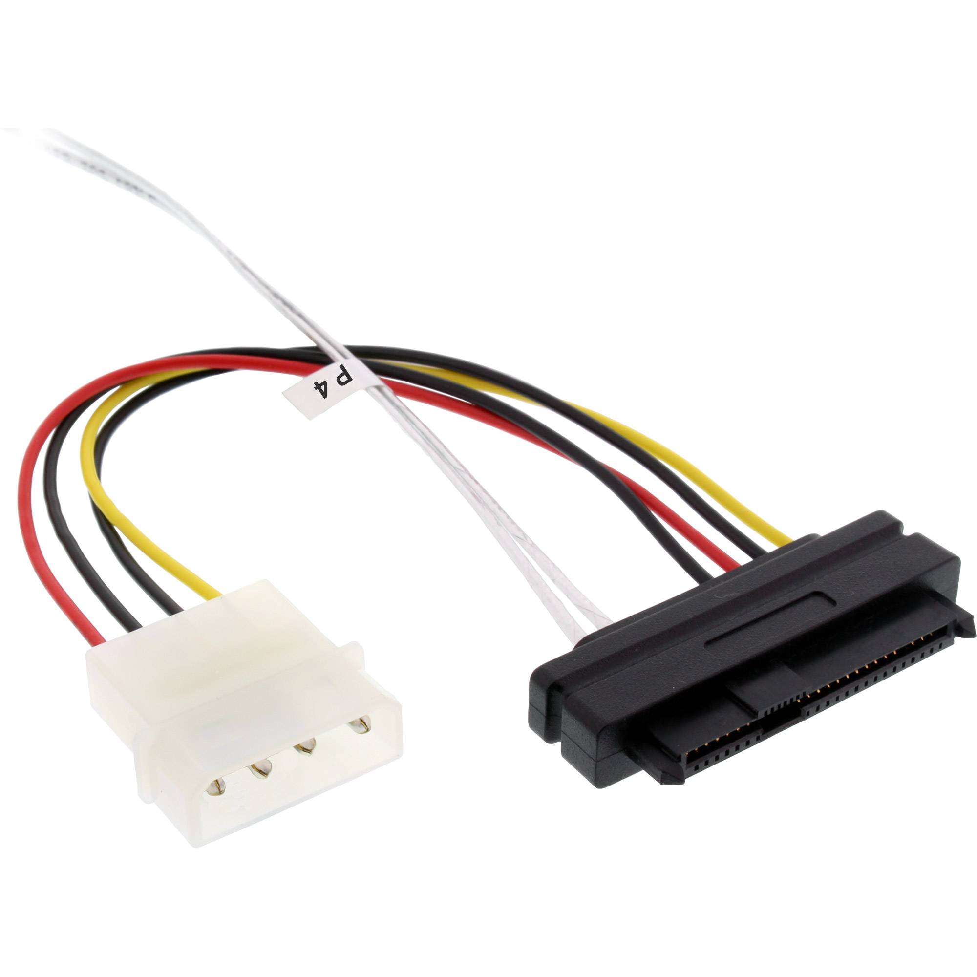 InLine Mini SAS HD Kabel - SFF-8643 gewinkelt zu 4x SFF-8482 + Strom - 1m-2