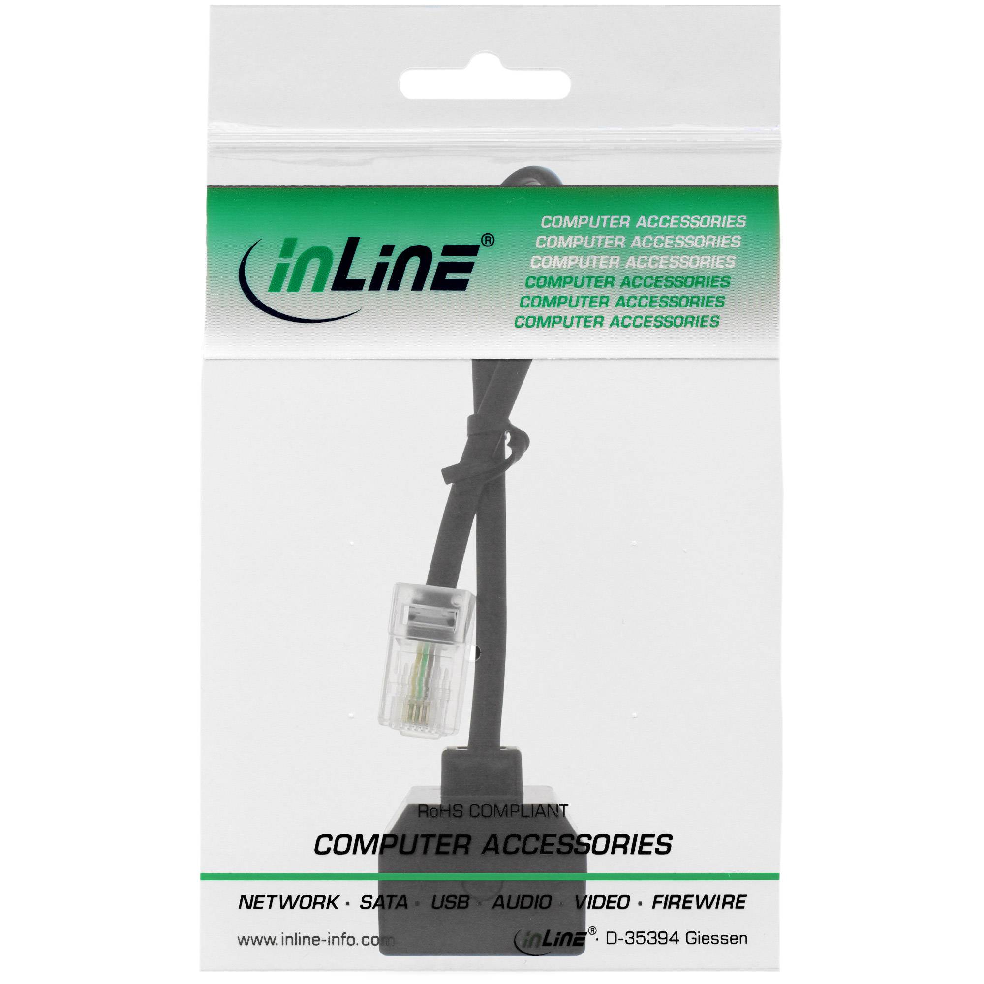 InLine ISDN Verteiler 1x RJ45 ST / 2x RJ45 BU - (8P4C) - o. Endwiderstände - 0,15m-1