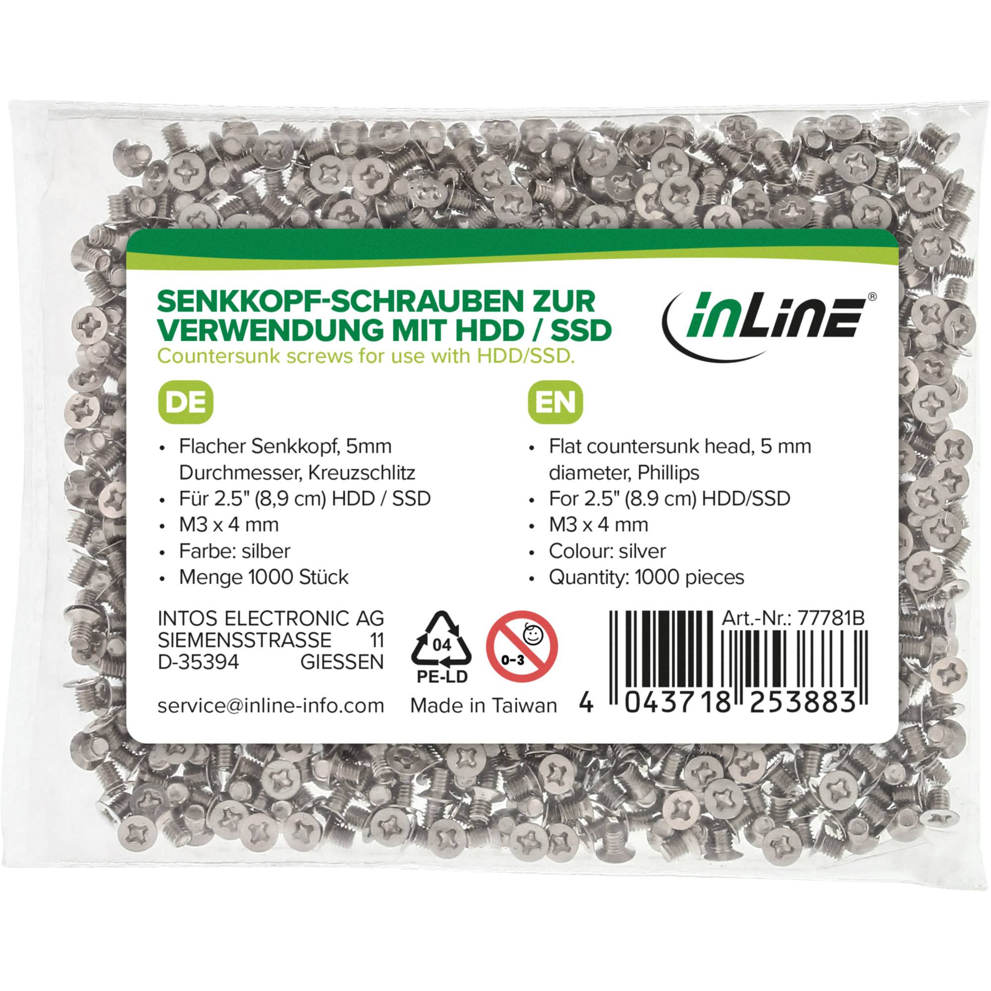 InLine 77781B Schraube M3 4mm 1000Stück(e) Schraube & Bolzen (77781B)-2