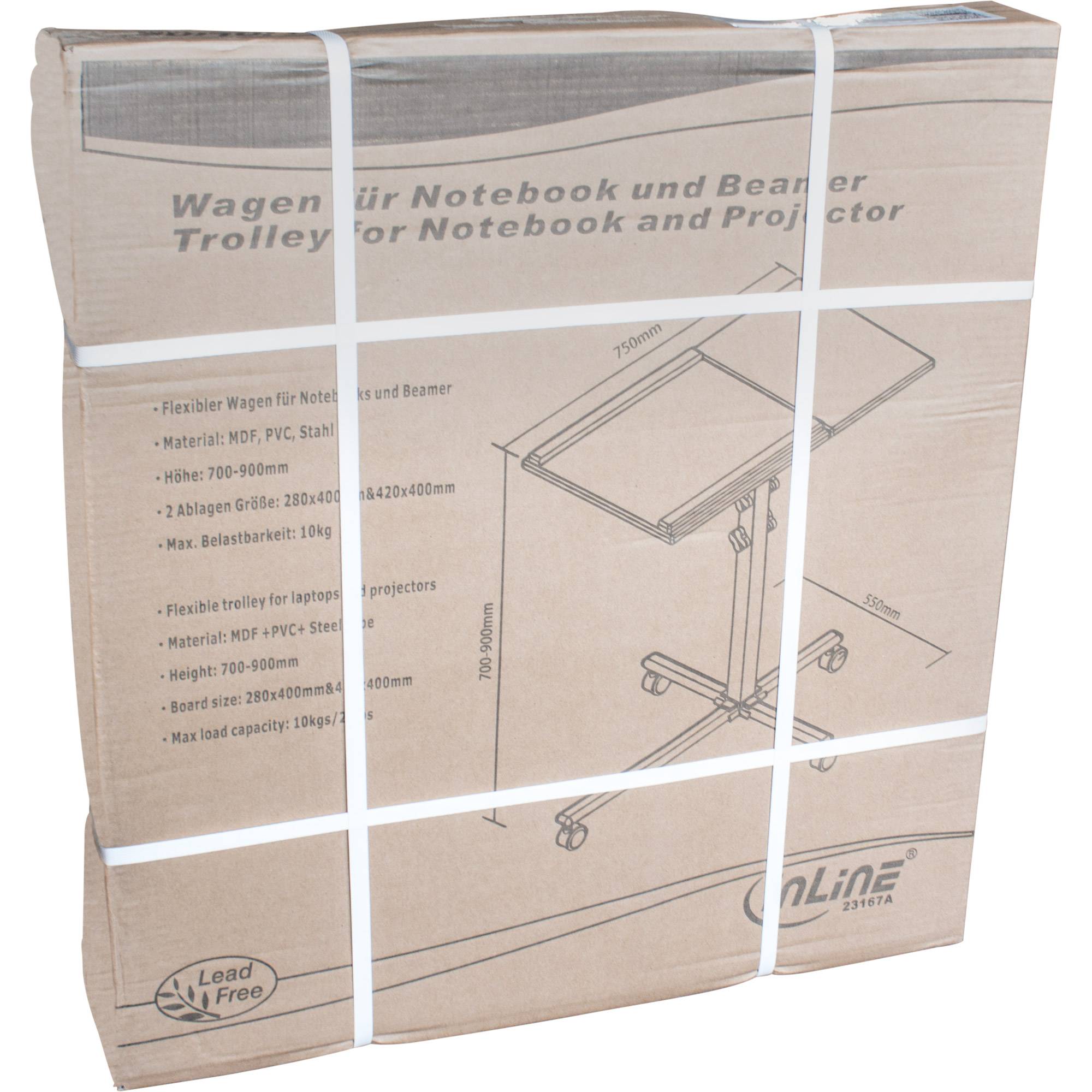 InLine® Notebook / Beamer Wagen, Höhe 70-90cm (23167A)-2