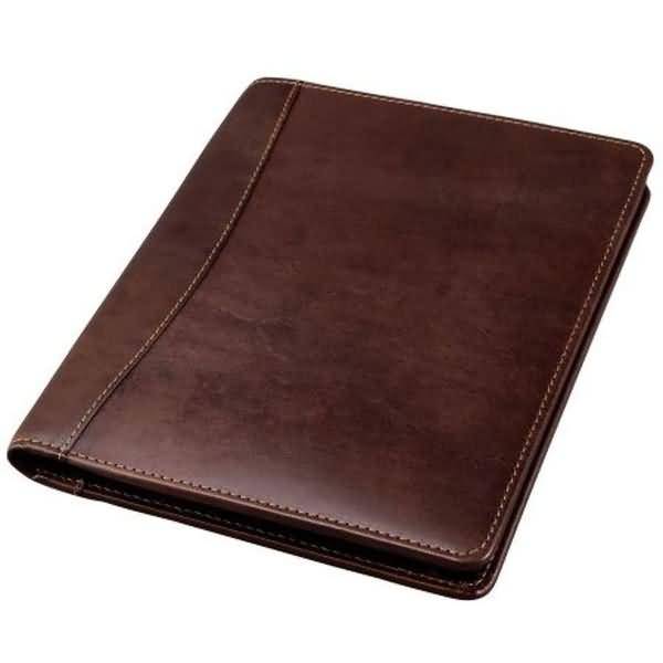 Alassio Schreibmappe "MONACO", A5, Leder, dunkelbraun-antik mit Block, DIN A5 Einschubfach, Stifteschlaufe (30057)-0