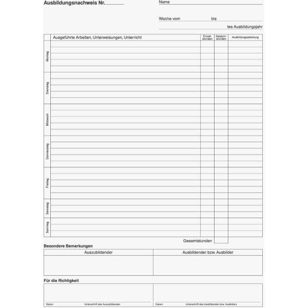 BRUNNEN Modulo prova di formazione, registrazioni giornaliere 1042572 DIN A4 1x 28 pagine-1
