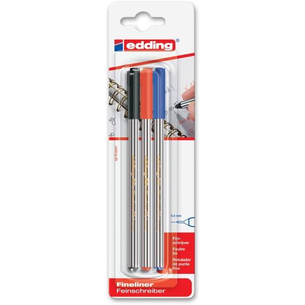 Edding 4-89-3-1999 Fineliner Schwarz, Rot, Blau 0.3 mm 3 St.(4-89-3-1999)-0