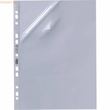 ELBA Prospekthülle Premium, DIN A4, PP, 0,12 mm, genarbt oben und links offen, Eurolochung, verstärkter Lochrand - 100 S-0