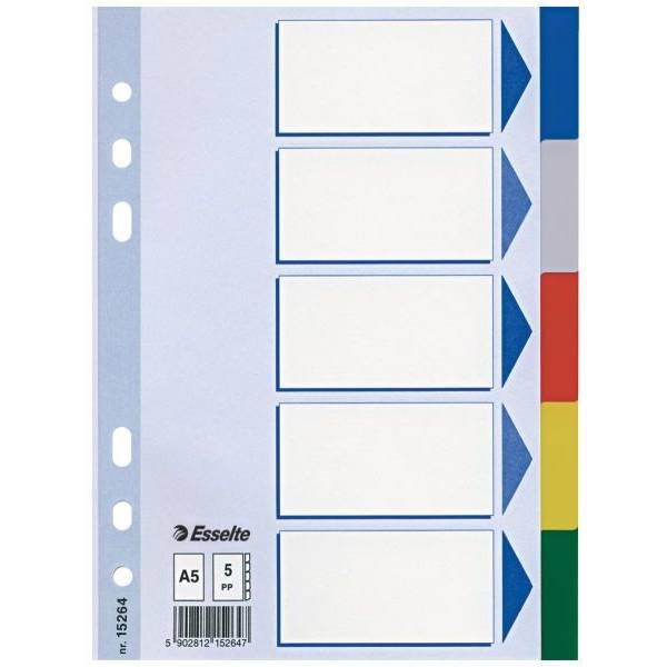 Intercalare Neutro in PPL Esselte - A5 - 5 Tasti - 15264 (Multicolore)-0