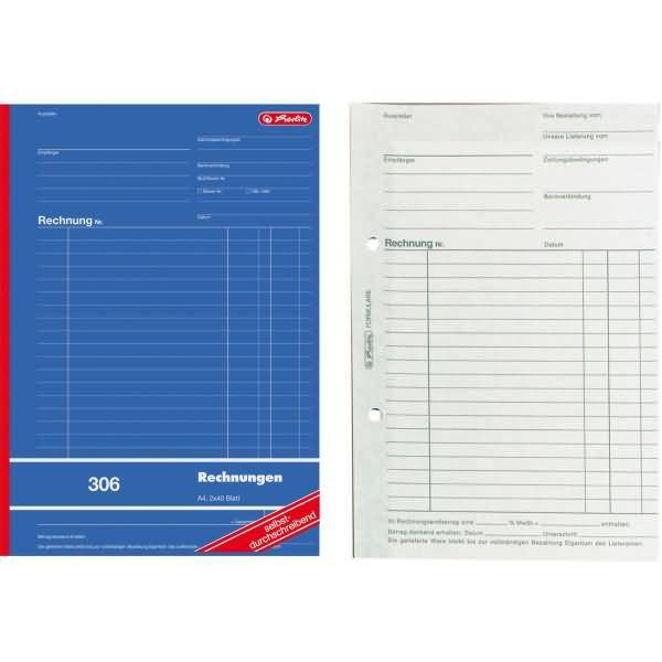 herlitz Formularbuch "Rechnung 777,20cm (306"), DIN A4, 2 x 40 Blatt - für den Markt: D (888420)-0