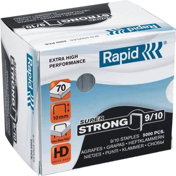 RAPID SUPER Strong Box di 5000 graffette 9/10 - da 40 a 70 fogli - filo zincato super -correlato - pin da 10 mm-0