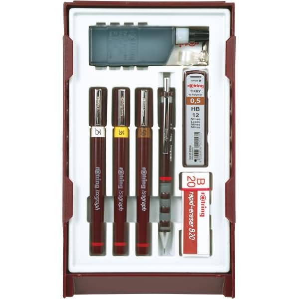 set riempitivo inchiostro rotring college 0,25 + 0,35 + 0,5 mm nero-0