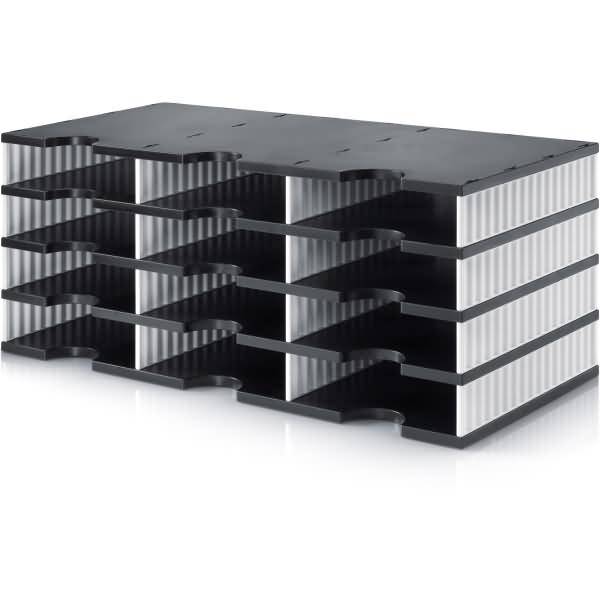 styrodoc trio Dateiablagebox Polystyrol Schwarz - Weiß (268-0304.09)-0