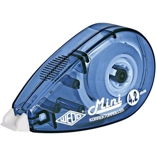 WEDO Korrekturroller Mini, 4,2 mm x 6 m, farbig sortiert sofort überschreibbar, ohne Lösungsmittel, Gehäuse aus (257 042-0
