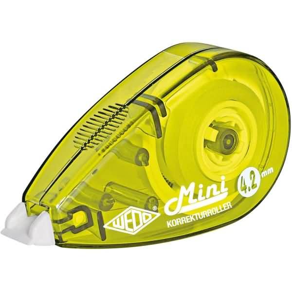WEDO Korrekturroller Mini, 4,2 mm x 6 m, farbig sortiert sofort überschreibbar, ohne Lösungsmittel, Gehäuse aus (257 042-1