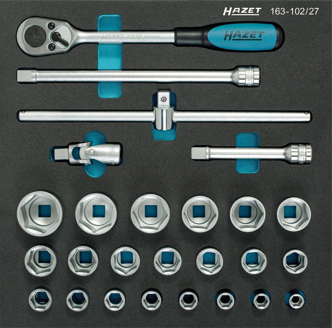 Kit di chiavi a bussola metrico 1/2" (12.5 mm) 26 parti Hazet 163-102/27