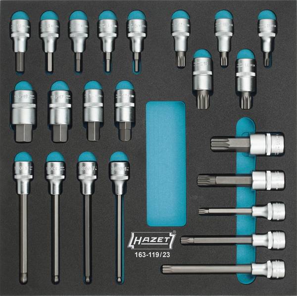 Hazet 163-119/23 Kit inserti giravite a bussola  1/2" (12.5 mm) 23 parti 163-119/23