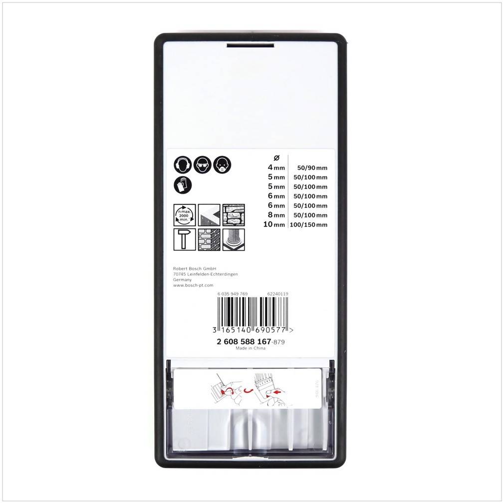 Bosch CYL-5 - Diamant-Bohrersatz - für Beton - 7 Stücke - 5 mm, 6 mm, 8 mm, 10 mm, 4 mm - Länge: 100 mm, 90 mm, 150 mm-3