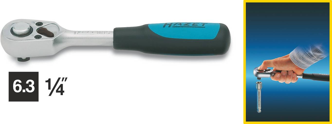 Cricchetto con levetta d'inversione 1/4" (6.3 mm) 115 mm Hazet 863S 863S