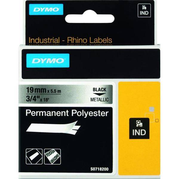 DYMO 19mm RHINO Permanent Polyester - Schwarz auf grau - Polyester - D1 - Belgien - Box (S0718200)