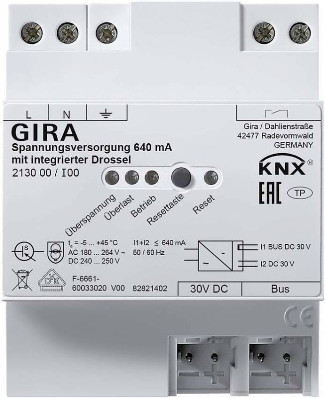 GIRA 213000 Spannungsversorgung 640mA Drossel KNXREG (213000)-0