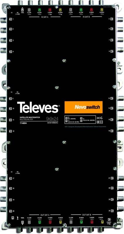 Televes Umschaltmatrix MS 936NCQ 9 Eingänge 36 Ausgänge aktiv Guss (714205)-0