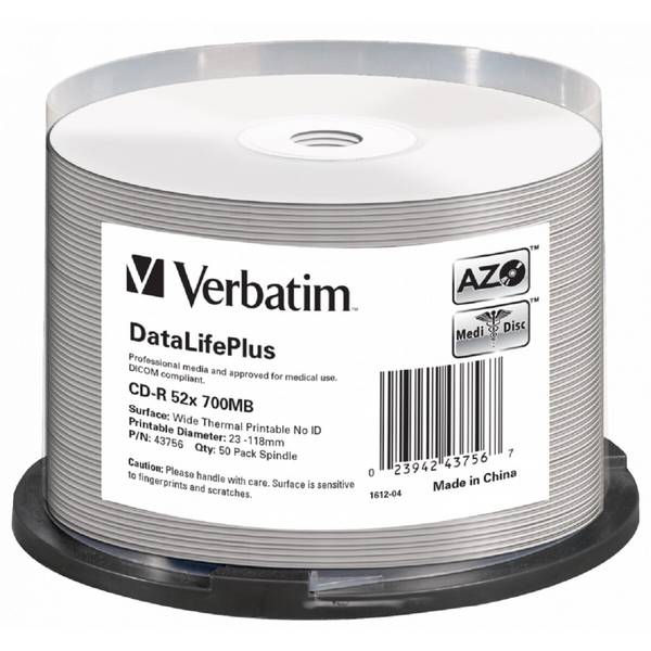 Verbatim CD-R 700MB 52x stampabile termicamente - 50 Spindle per stampa a trasferimento termico