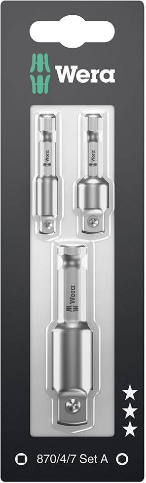 Wera 870/4/7 Set A SB - Steckdosenadapterset - 3 Stücke - 1/4", 1/2", 3/8" - Inbus (05073200001)-0