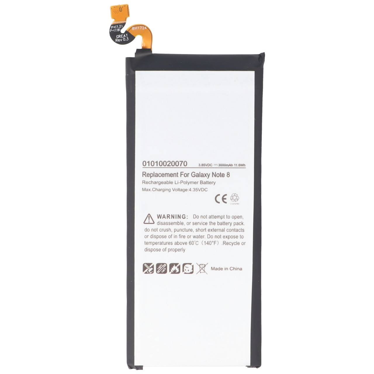 Batteria adatta per Samsung Galaxy Note 8, SM-N9500, EB-BN950ABE, GH82-15090A 3,85 Volt 3000 mAh-0