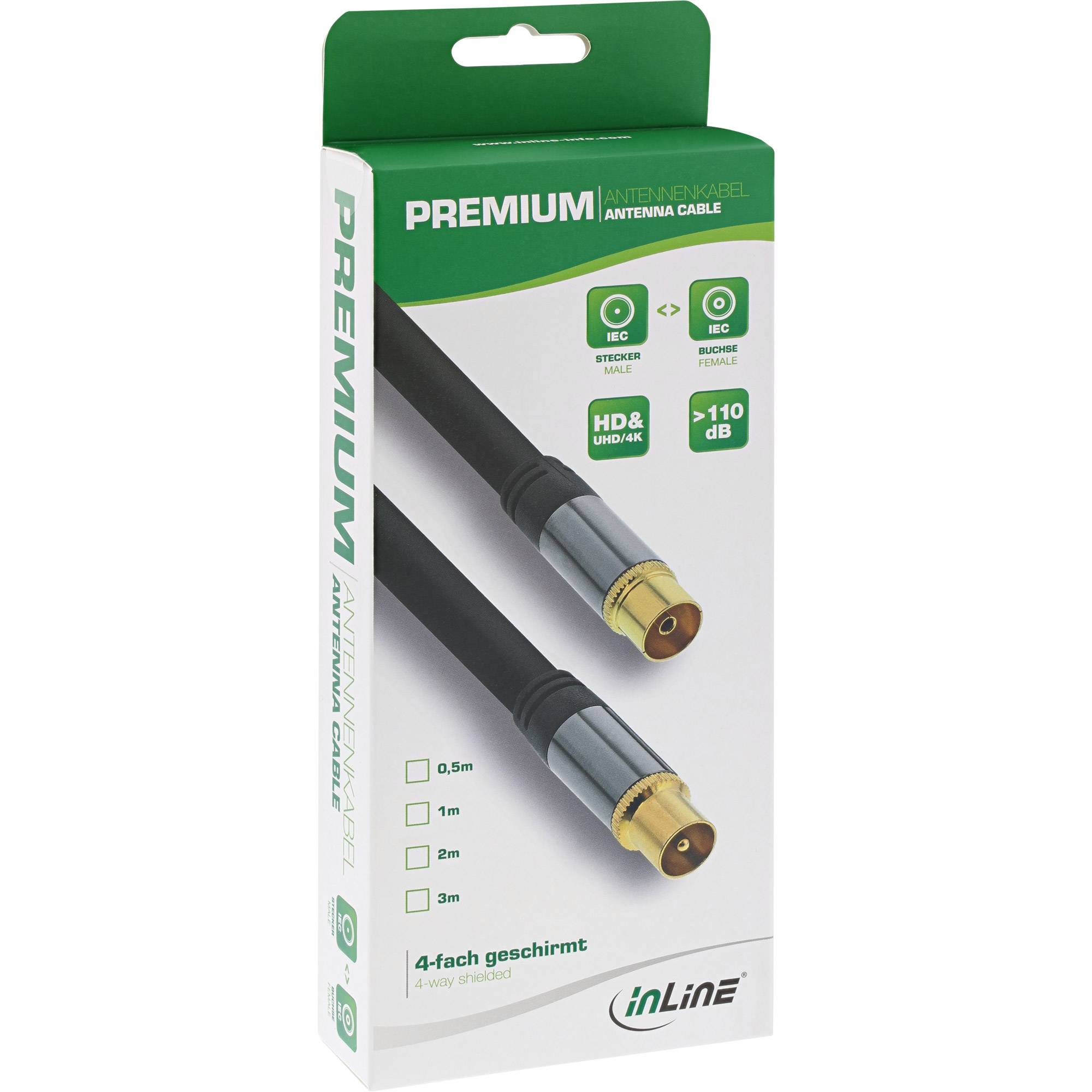 InLine Premium Antennenkabel - 4x geschirmt - >110dB - schwarz - 10m-1