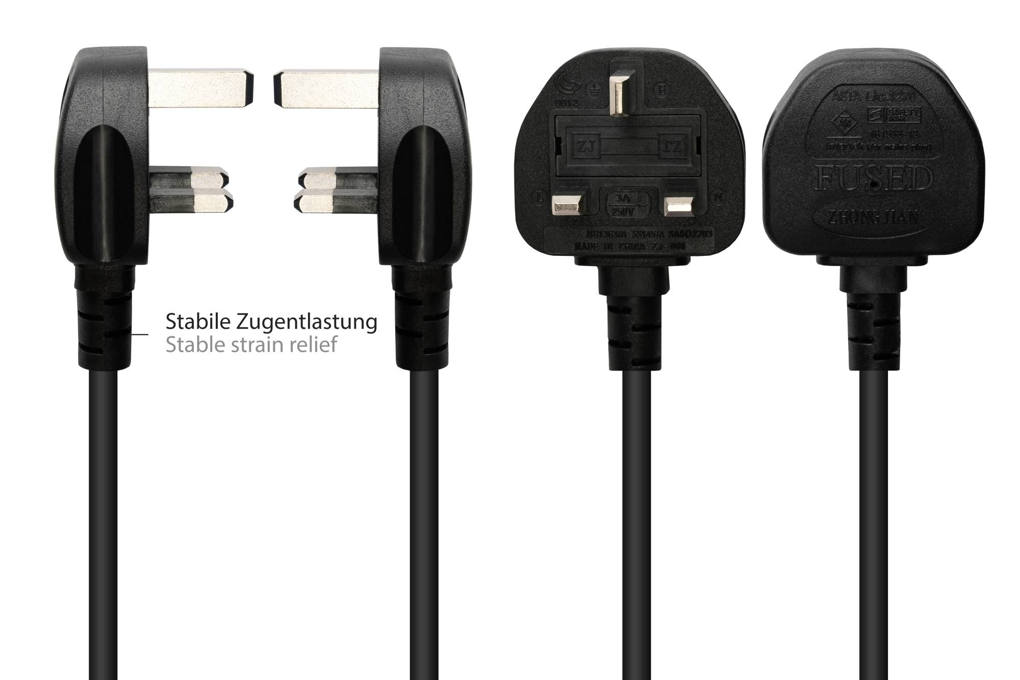 Alcasa P7030-S030 Stromkabel Schwarz 3 m Netzstecker Typ G C13-Koppler (P7030-S030)-2