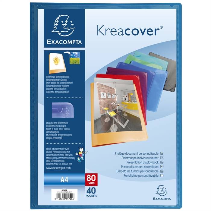 Portalistino Personalizzabile Kreacover Exacompta - 21x29,7 cm - 40 Buste - 5740E (Assortiti)-2