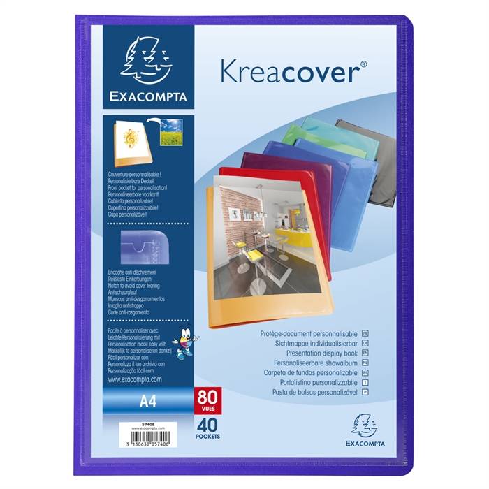 Portalistino Personalizzabile Kreacover Exacompta - 21x29,7 cm - 40 Buste - 5740E (Assortiti)-4