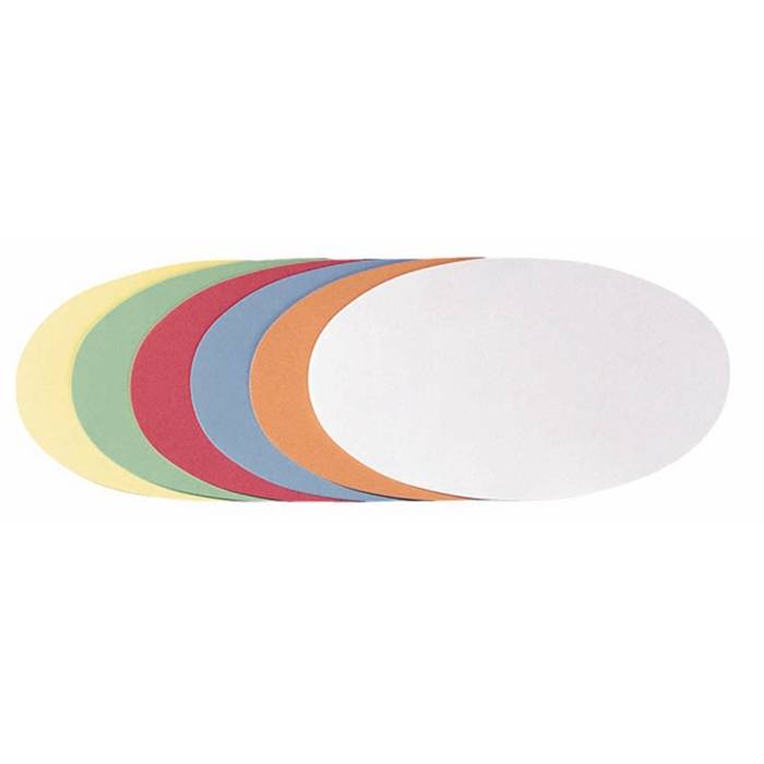 FRANKEN Moderationskarte, Oval, 190 x 110 mm, sortiert in den Farben: weiß, hellblau, rot, gelb, orange und grün (UMZ 11-0