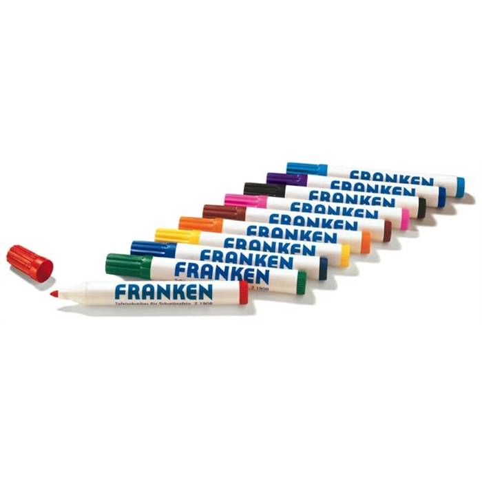 FRANKEN Weisswandtafel-Marker Rundsp. Strichst. ca. 2-6mm Pigmenttinte trocken abwischb. farb.sort. schwarz rot blau gru-0