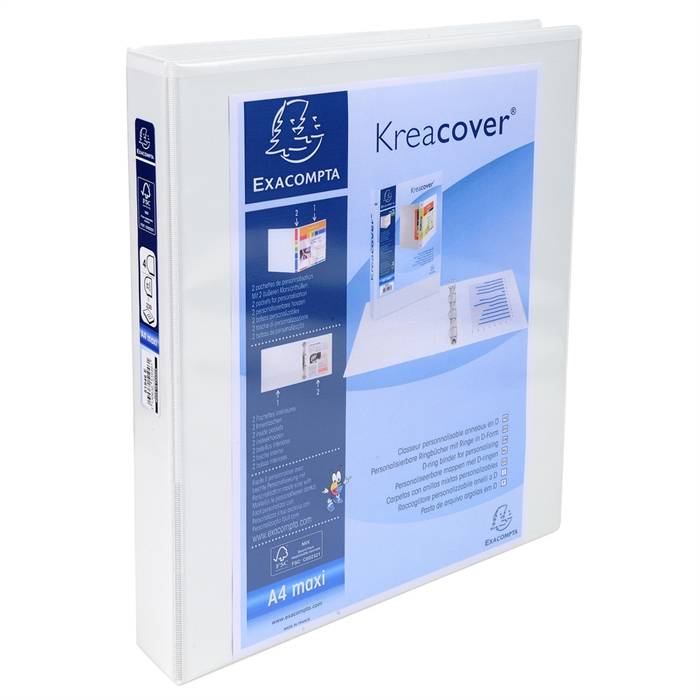 Raccoglitore personalizzabile Exacompta A4 maxi Kreacover® bianco 4 anelli a D 25 mm - 51946E-1