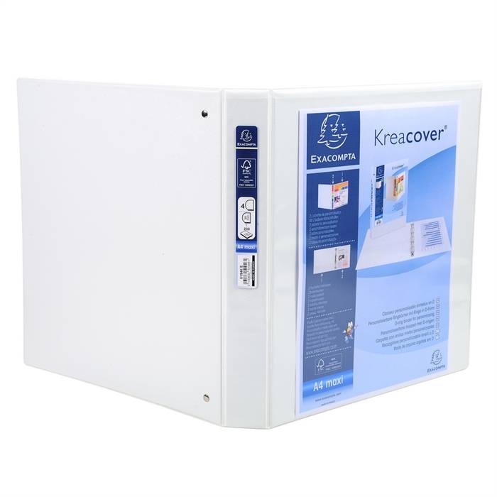 Raccoglitore personalizzabile Exacompta A4 maxi Kreacover® bianco 4 anelli a D 25 mm - 51946E-3