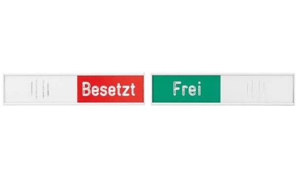 FRANKEN Hinweisschild "Frei-Besetzt" (B)102 x (H)27,4 mm manuelle Besetztanzeige Deutsch, aus Aluminium - 1 Stück (BS011-0