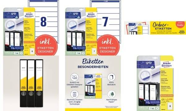 Avery File Folder Labels - Aktenetiketten - weiß - 192 x 38 mm 100 Etikett(en) (25 Bogen x 7) (L4760-25)