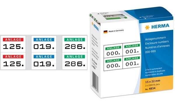 Herma - Etichette di numeri autoadesivo - Bianco Grn - 15 x 22 mm - 2000 etichette (1000 fogli x 2) (4834)-7