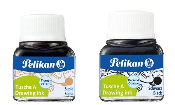 Pelikan Tusche A, Inhalt: 10 ml im Glas, Weiß (18) besonders geeignet für Reißfeder, Zeichenfeder, Pinsel (201673)-0