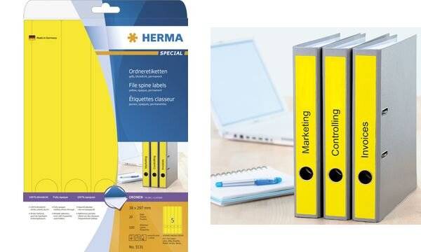 HERMA Special - Permanent selbstklebende, matte, lichtundurchlässige Aktenetiketten aus Papier - Rot - 38 x 297 mm - 100-0