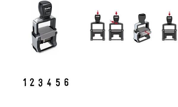 trodat Ziffernstempel Professional 4.0 5546, 6-stellig Gehäuse: gebürsteter Edelstahl, Farbe Griffkappe: schwarz, - 1 St-1